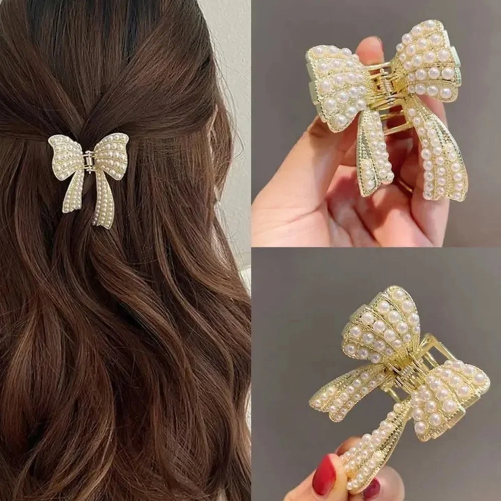 Elegant Pearl Bow Hair Clip. Luxury Cute hair accessories 🎀
